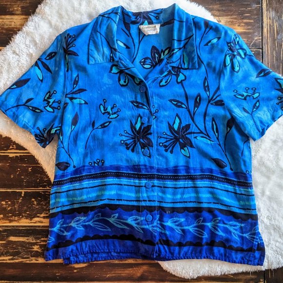 Y2K Blue Tropical Shirt - Picture 1 of 6